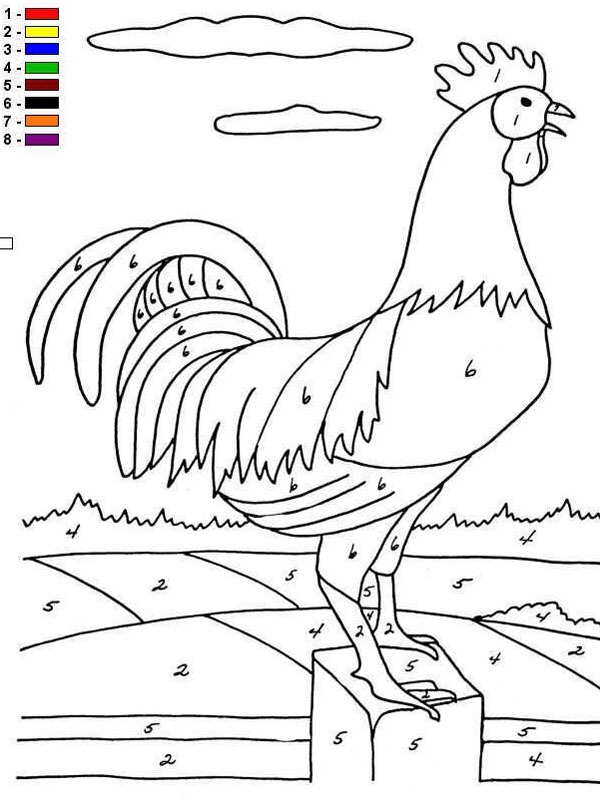 Colorie par numéro poule Coloriage Colorie par numéro poule Coloriage
