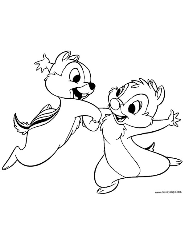 Chip et Dale dansent Coloriage Chip et Dale dansent Coloriage