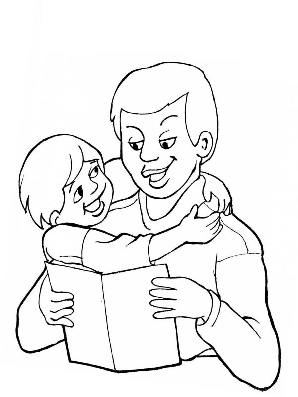 Faire un câlin à papa Coloriage Faire un câlin à papa Coloriage