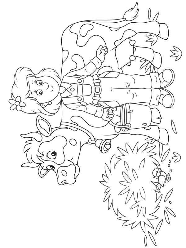 Vache et laitière Coloriage Vache et laitière Coloriage
