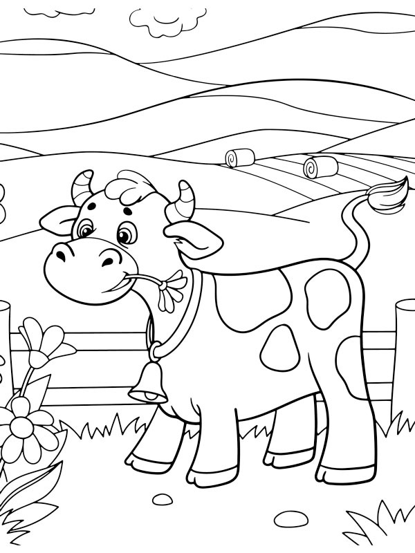 Vache dans le pré Coloriage Vache dans le pré Coloriage