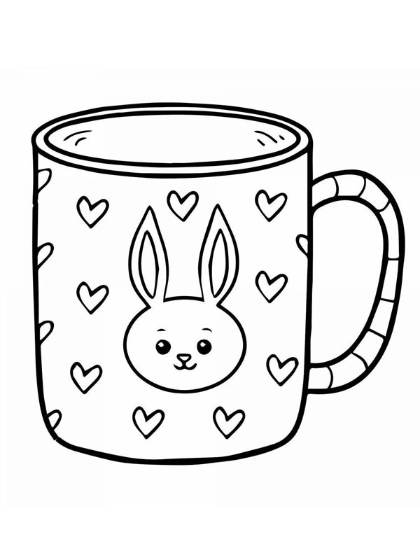 Tasse lapin Coloriage Tasse lapin Coloriage