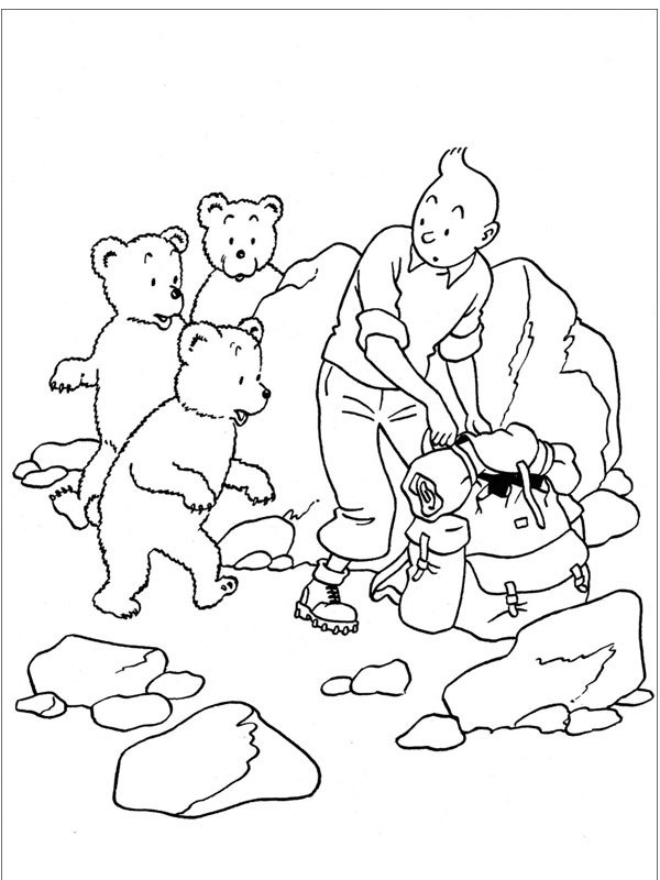 Tintin et les ours Coloriage Tintin et les ours Coloriage