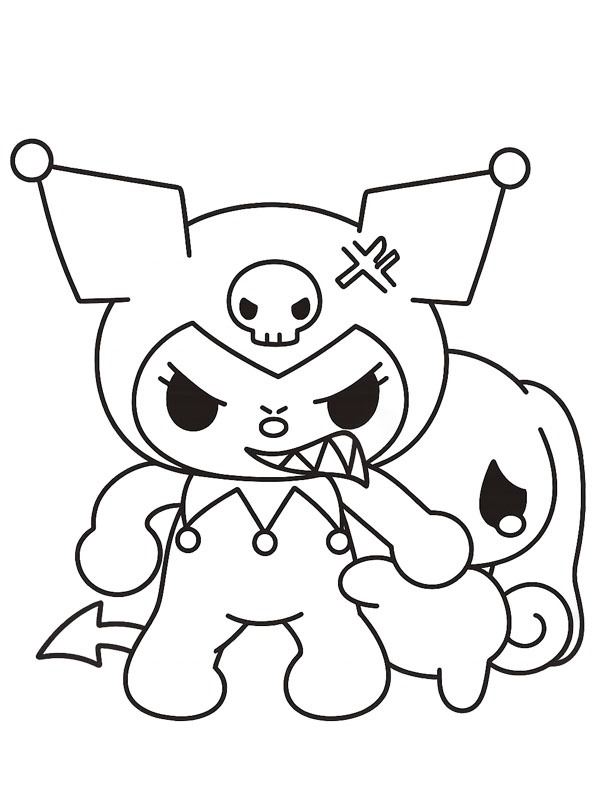 Kuromi protège Cinnamoroll Coloriage Kuromi protège Cinnamoroll Coloriage