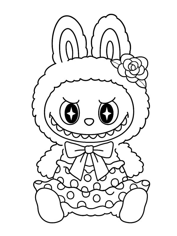 Labubu porte une robe Coloriage Labubu porte une robe Coloriage
