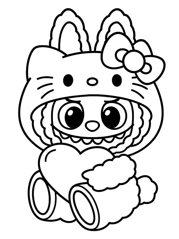Labubu Hello Kitty Coloriage Labubu Hello Kitty Coloriage