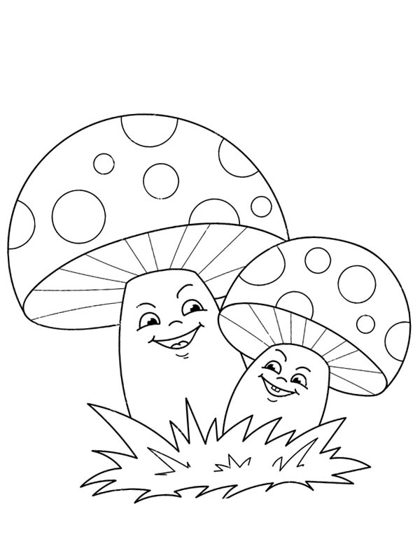 Champignons souriants Coloriage Champignons souriants Coloriage