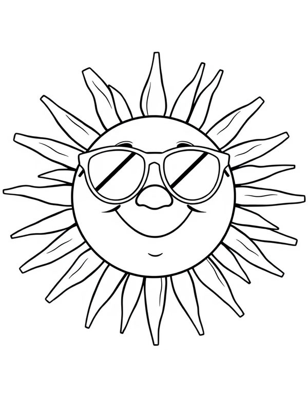 Soleil qui sourit avec des lunettes de soleil Coloriage Soleil qui sourit avec des lunettes de soleil Coloriage