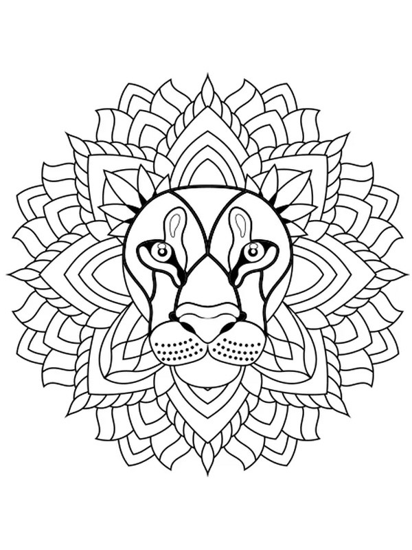 Mandala lion Coloriage