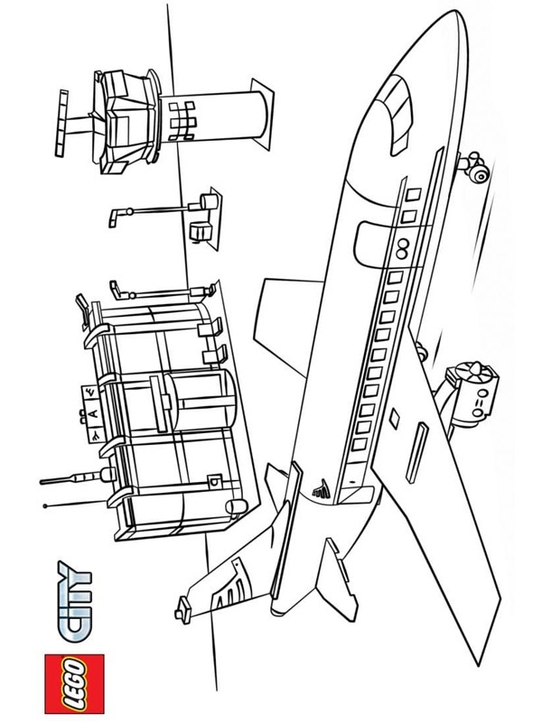 Avion Lego à l'aéroport Coloriage Avion Lego à l'aéroport Coloriage