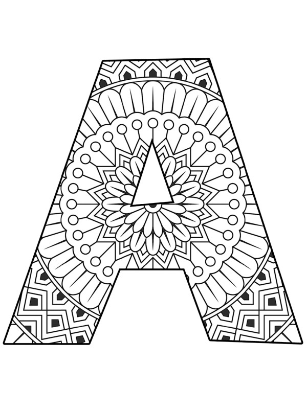 Lettre A Mandala Coloriage Lettre A Mandala Coloriage