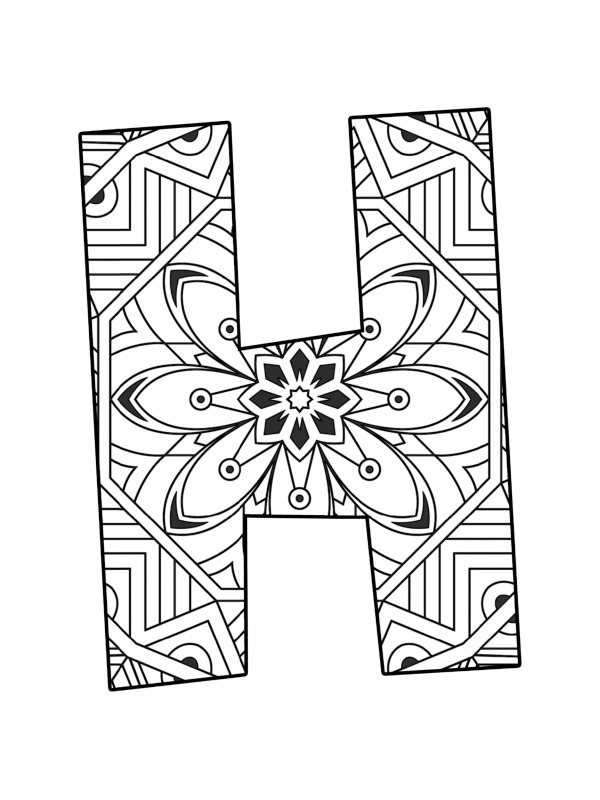 Lettre H Mandala Coloriage Lettre H Mandala Coloriage