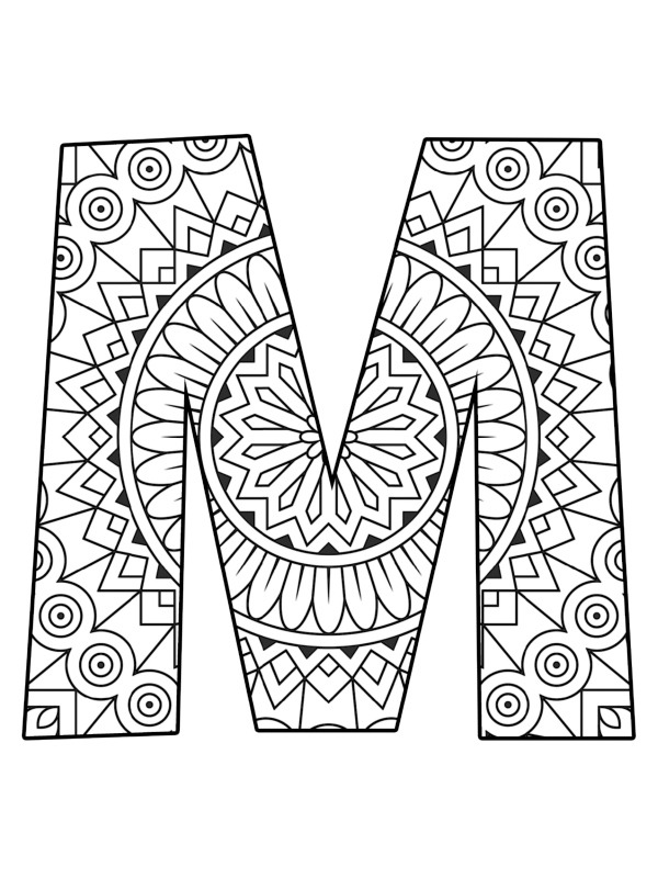 Lettre M Mandala Coloriage Lettre M Mandala Coloriage