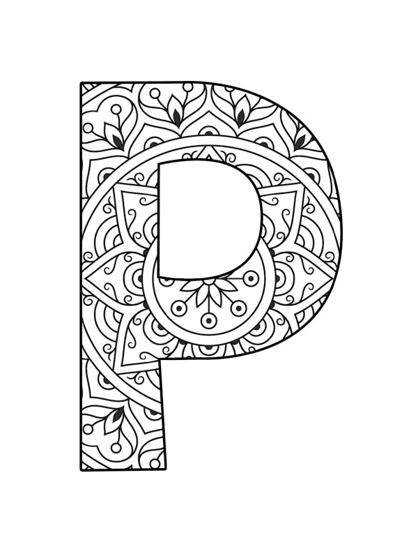 Lettre P Mandala Coloriage Lettre P Mandala Coloriage