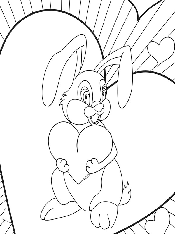 lapin d'amour Coloriage