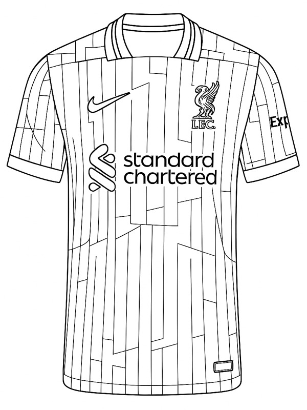 Maillot de foot Liverpool Coloriage Maillot de foot Liverpool Coloriage