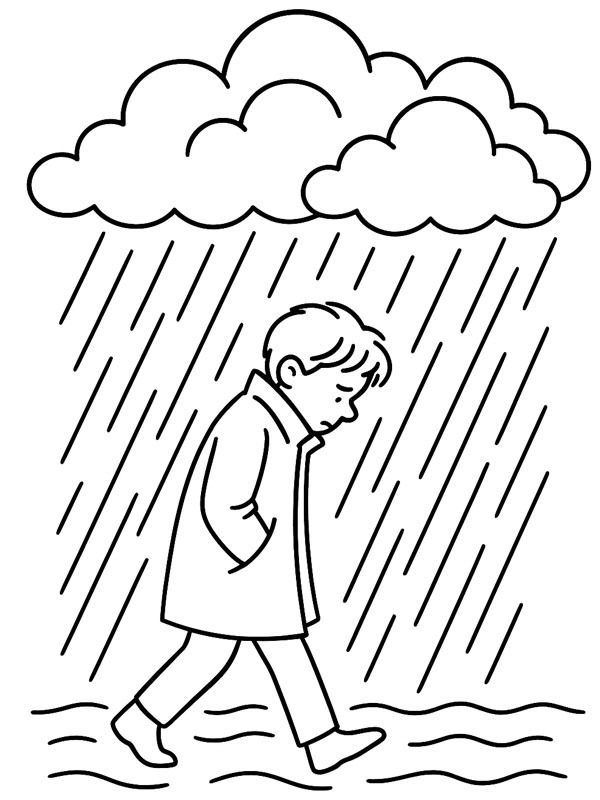 Marcher sous la pluie Coloriage Marcher sous la pluie Coloriage