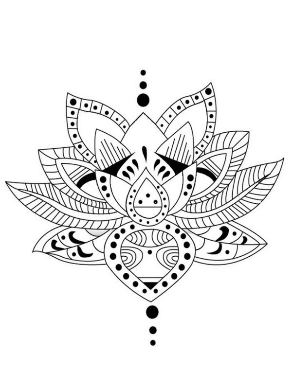 tatouage fleur de lotus Coloriage
