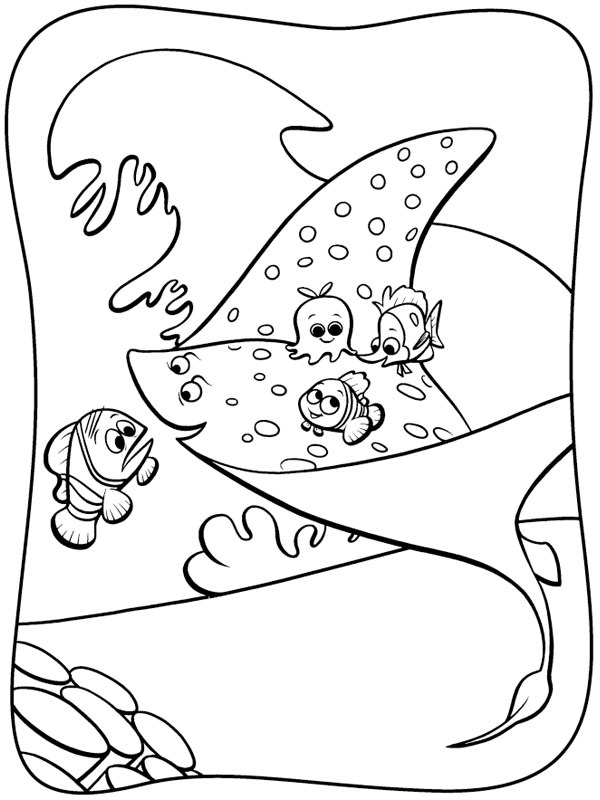 Marlin amène Nemo à l'école Coloriage Marlin amène Nemo à l'école Coloriage