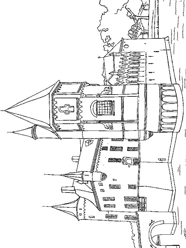 Château de moyen âge Coloriage