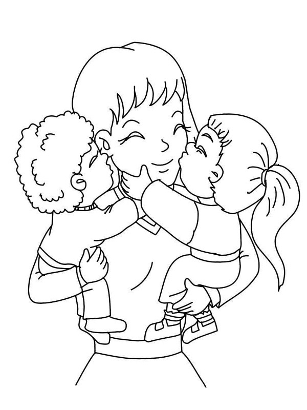 Maman avec les enfants Coloriage Maman avec les enfants Coloriage