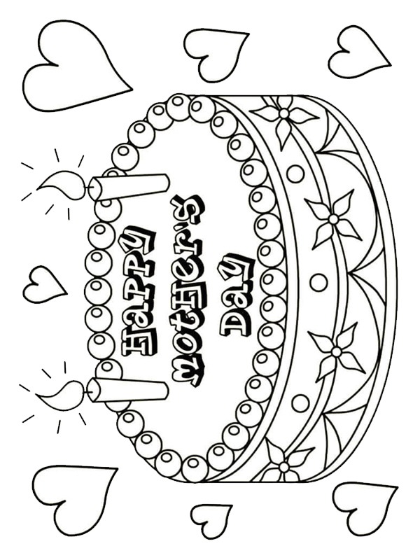 Gâteau de la fête des mères Coloriage Gâteau de la fête des mères Coloriage