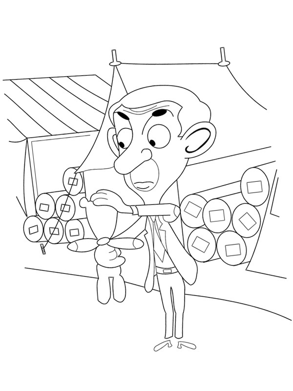 Mr Bean et Teddy Coloriage Mr Bean et Teddy Coloriage