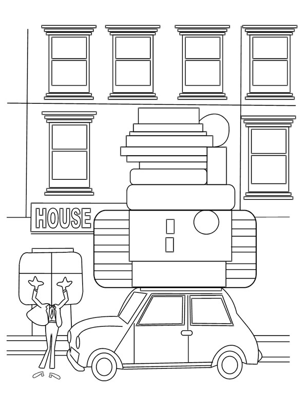 M. Bean déménage Coloriage M. Bean déménage Coloriage