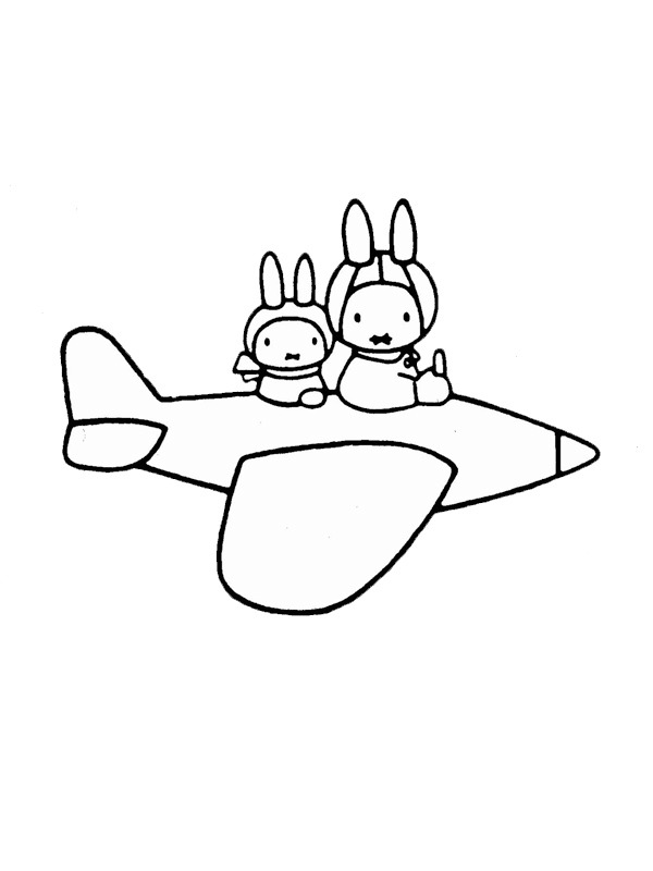 miffy dans l'avion Coloriage