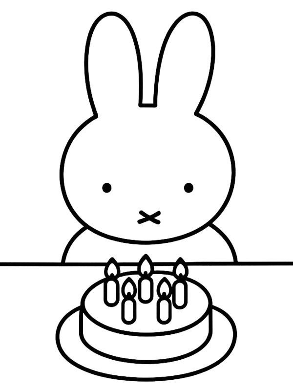 Miffy avec un gâteau Coloriage Miffy avec un gâteau Coloriage