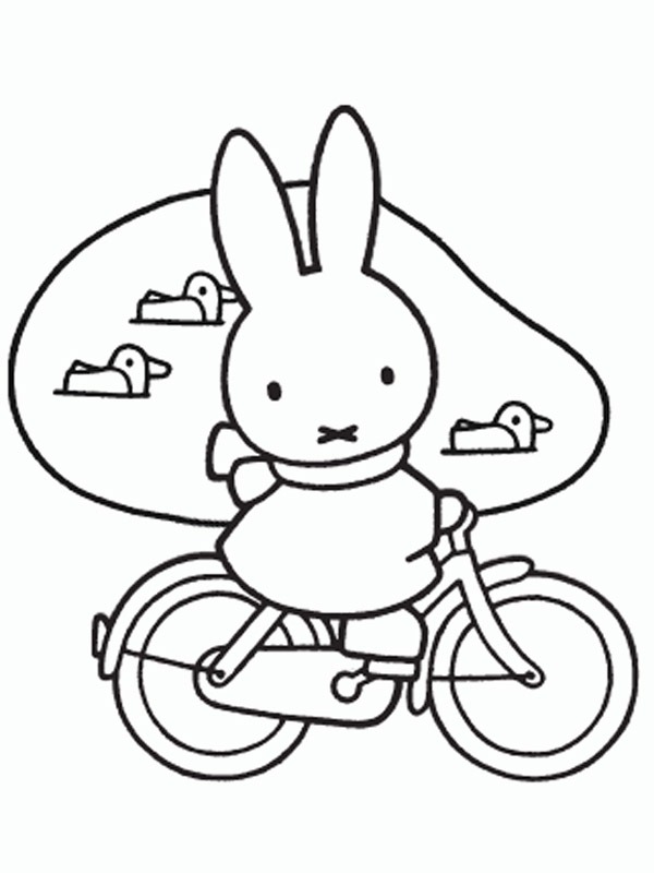 Miffy à bicyclette Coloriage Miffy à bicyclette Coloriage