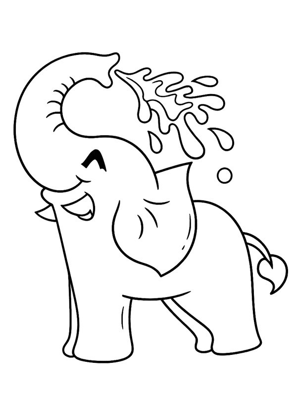 L'&eacute;l&eacute;phant crache de l'eau Coloriage