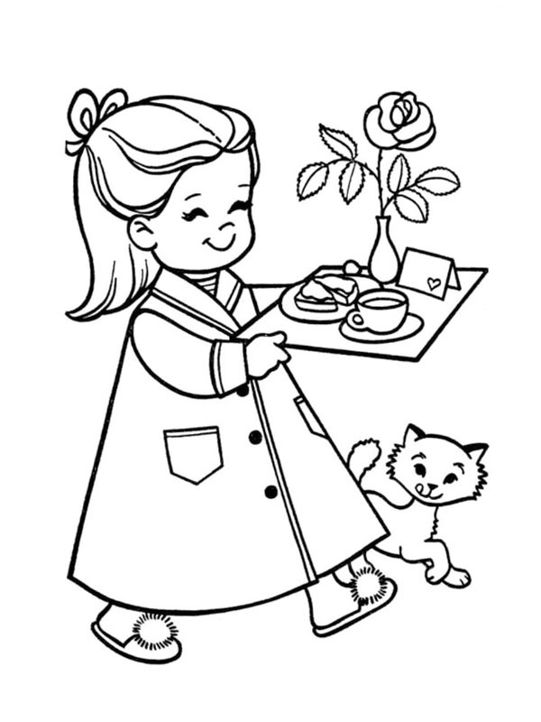 Livraison du petit déjeuner Coloriage Livraison du petit déjeuner Coloriage
