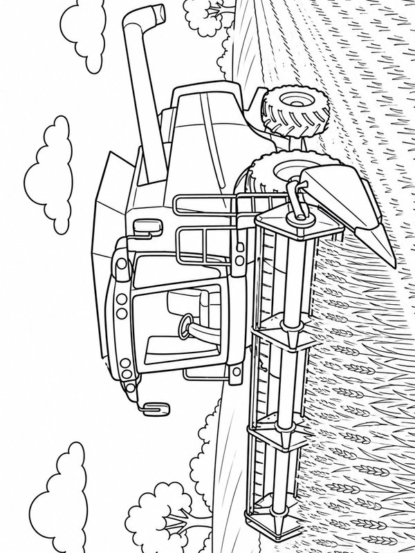 Moissonneuse-batteuse dans le champ Coloriage Moissonneuse-batteuse dans le champ Coloriage