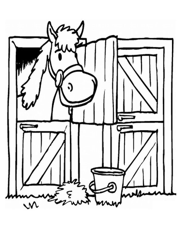 Ecurie de chevaux Coloriage Ecurie de chevaux Coloriage