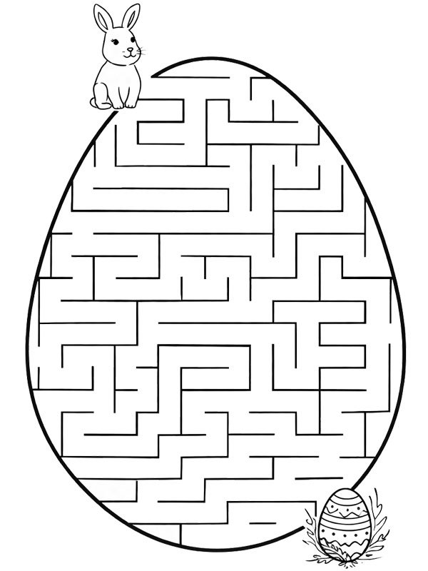 Labyrinthe d'œufs de Pâques Coloriage Labyrinthe d'œufs de Pâques Coloriage