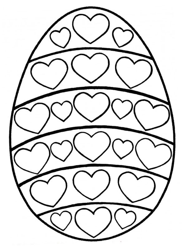 Œuf de Pâques avec des cœurs Coloriage Œuf de Pâques avec des cœurs Coloriage
