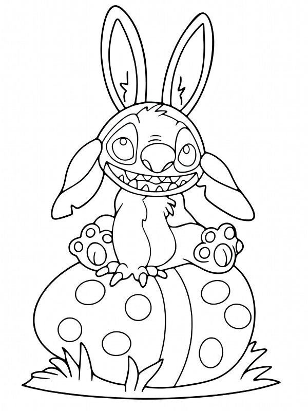 Lapin de P&acirc;ques Stitch Coloriage