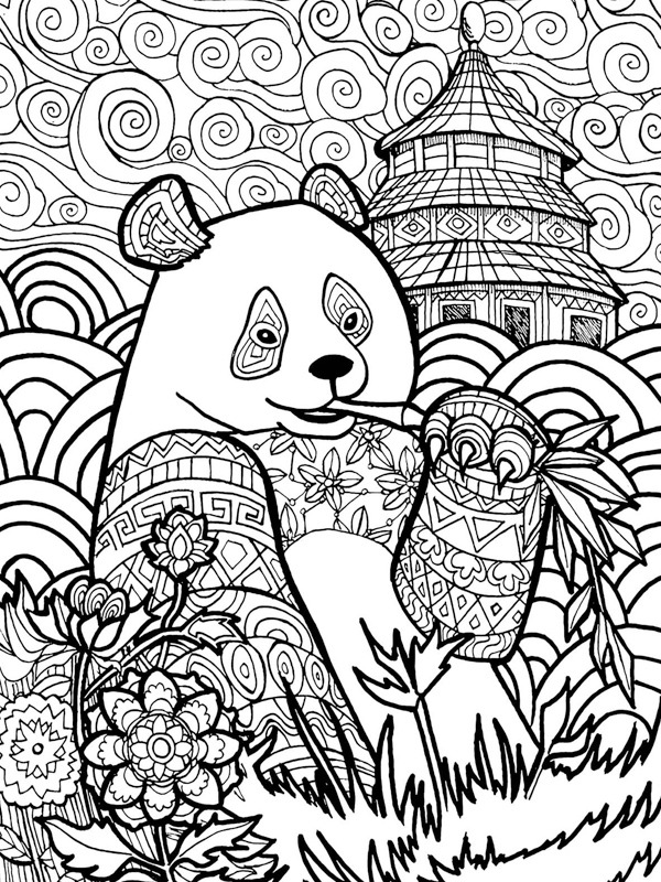 Panda pour adultes Coloriage Panda pour adultes Coloriage