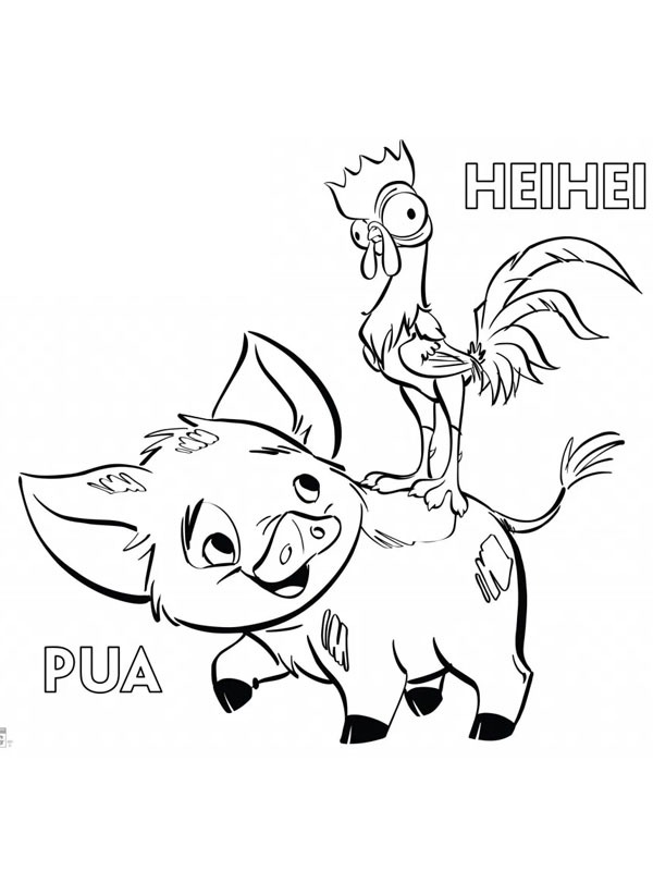 Pau et Hei Hei Coloriage