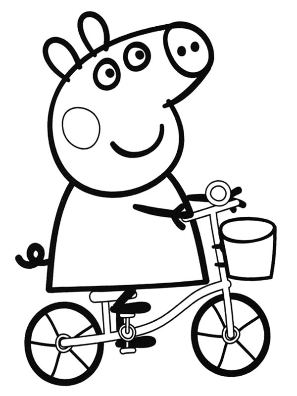 Peppa sur le vélo Coloriage Peppa sur le vélo Coloriage
