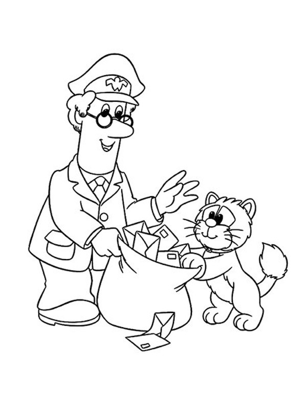 pierre le facteur et jess le chat Coloriage pierre le facteur et jess le chat Coloriage