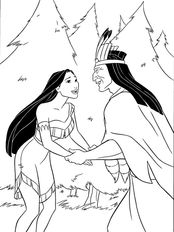 Pocahontas et son père Powhatan Coloriage Pocahontas et son père Powhatan Coloriage