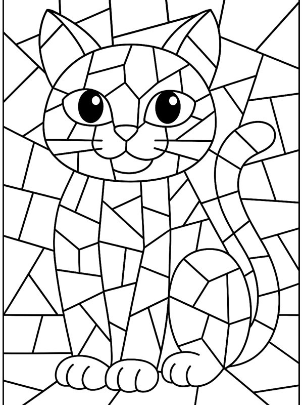 Mosaïque chat Coloriage Mosaïque chat Coloriage