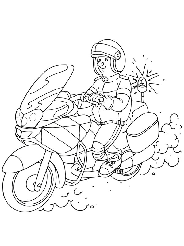 policier sur une moto Coloriage