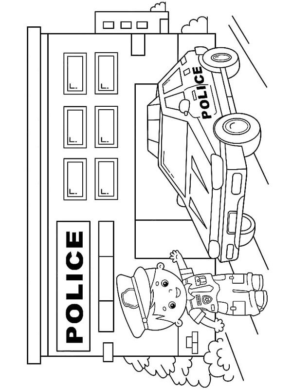Commissariat de police Coloriage Commissariat de police Coloriage