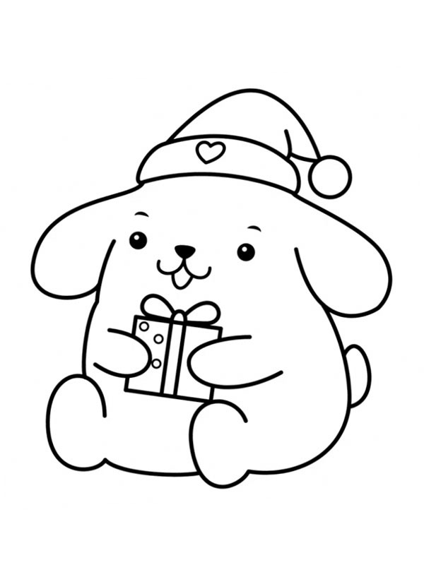 Pompompurin avec un bonnet de Noël Coloriage Pompompurin avec un bonnet de Noël Coloriage