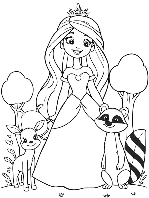 La princesse Pocahontas et Meiko Coloriage La princesse Pocahontas et Meiko Coloriage