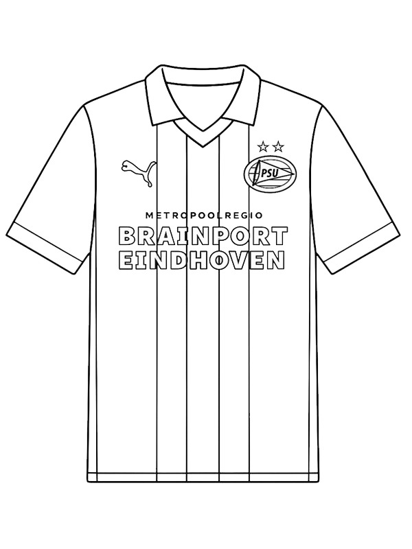 Maillot de foot PSV Coloriage Maillot de foot PSV Coloriage
