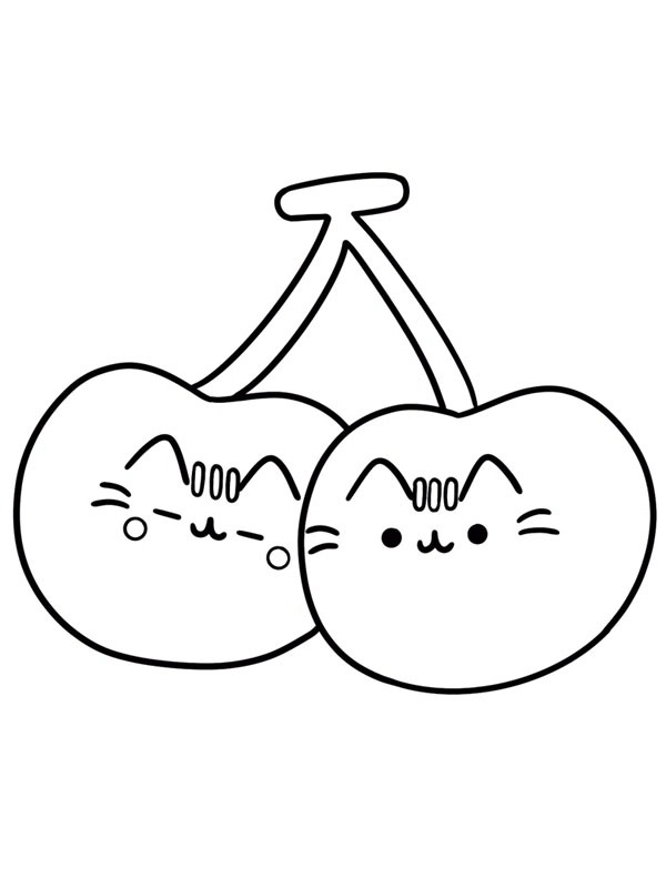Pusheen chat cerises Coloriage Pusheen chat cerises Coloriage